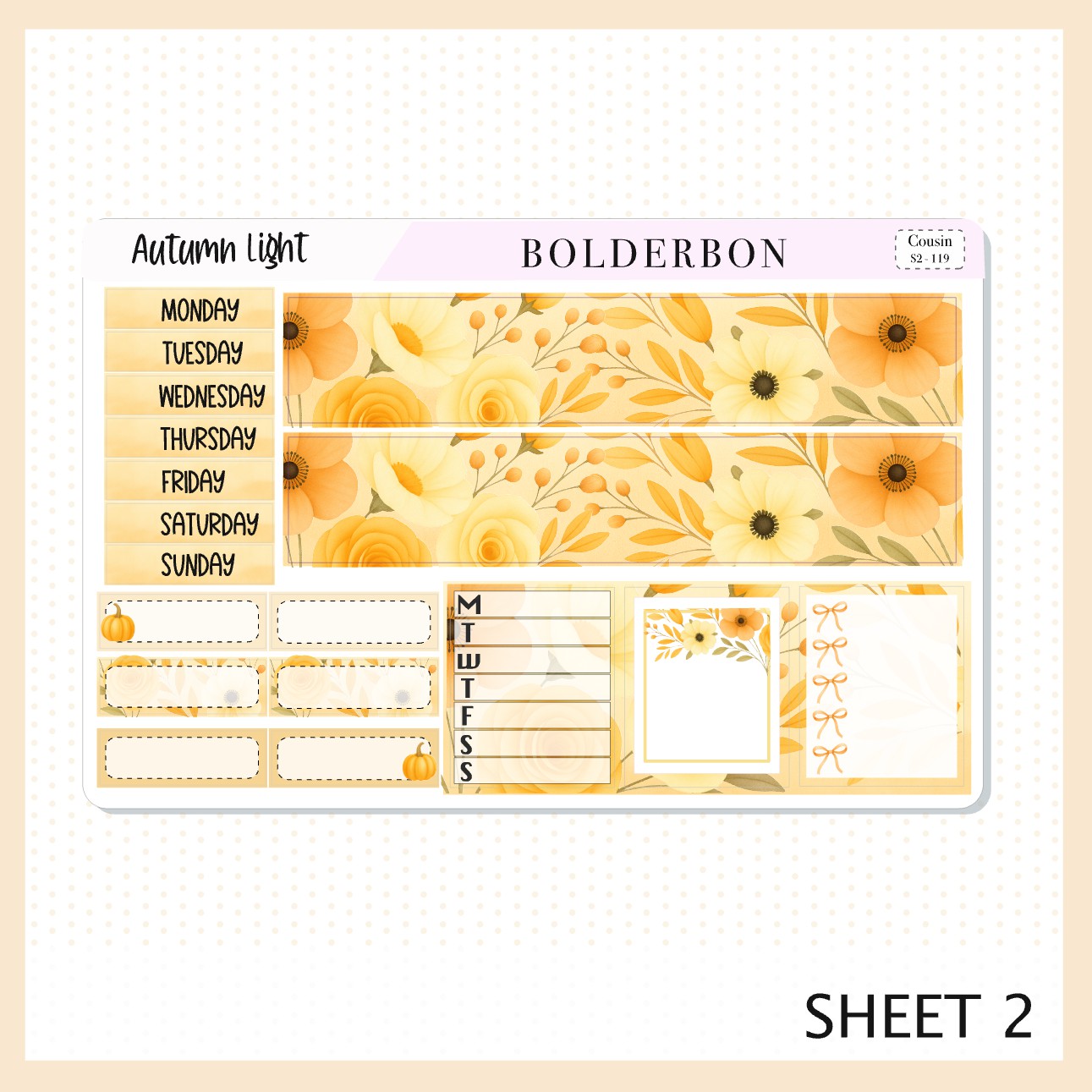 AUTUMN LIGHT Hobonichi Cousin || A5 Planner Sticker Kit, Cozy Fall Floral Planner Stickers, Autumn Aesthetic Vibe