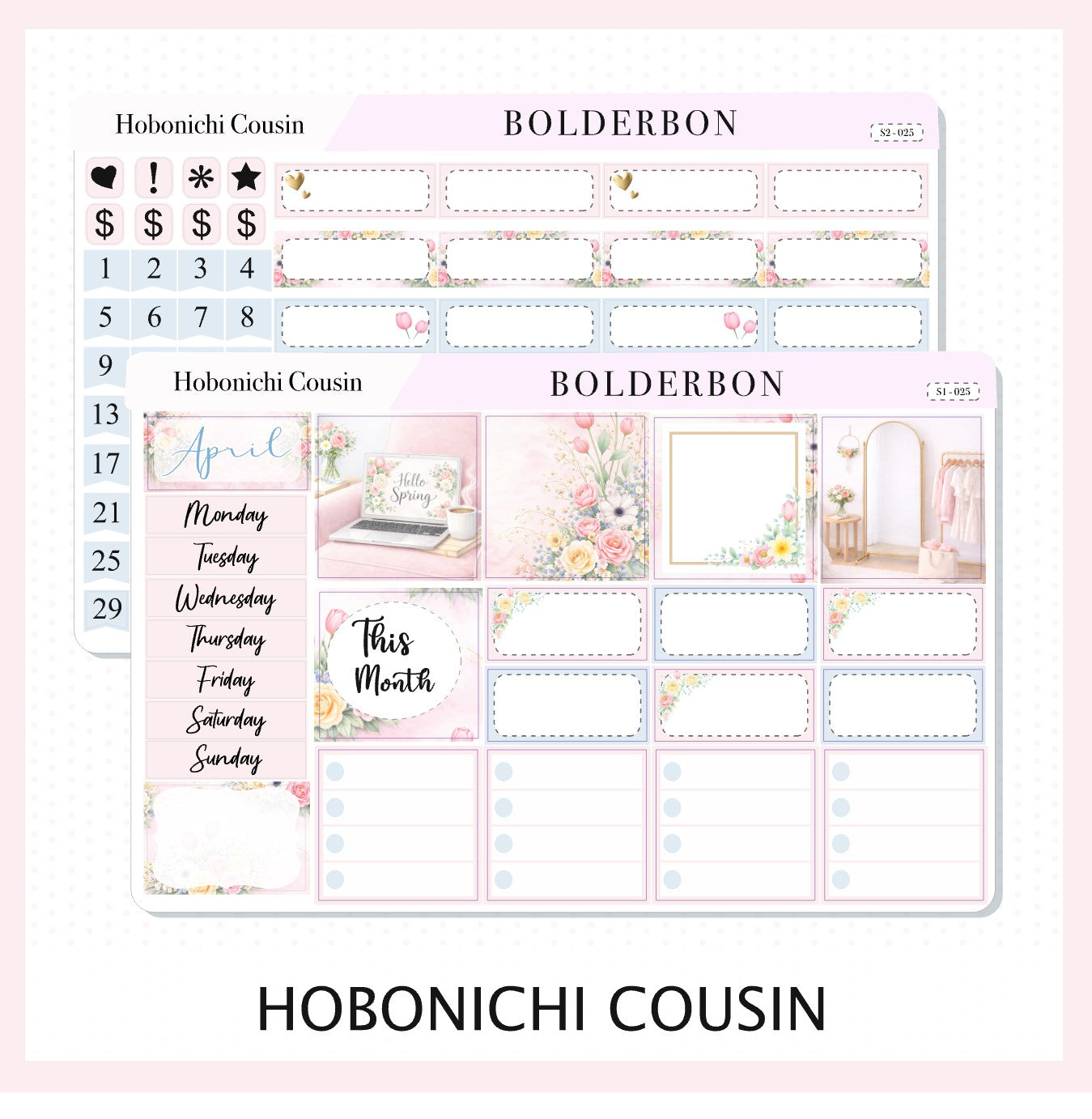 APRIL Hobonichi Cousin and A5 Day Free || Hello Spring, Monthly Planner Sticker Kit