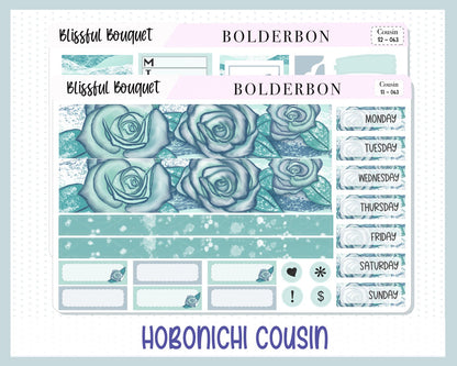 BLISSFUL BOUQUET Hobonichi Cousin || Weekly Planner Sticker Kit Hand Drawn, Winter