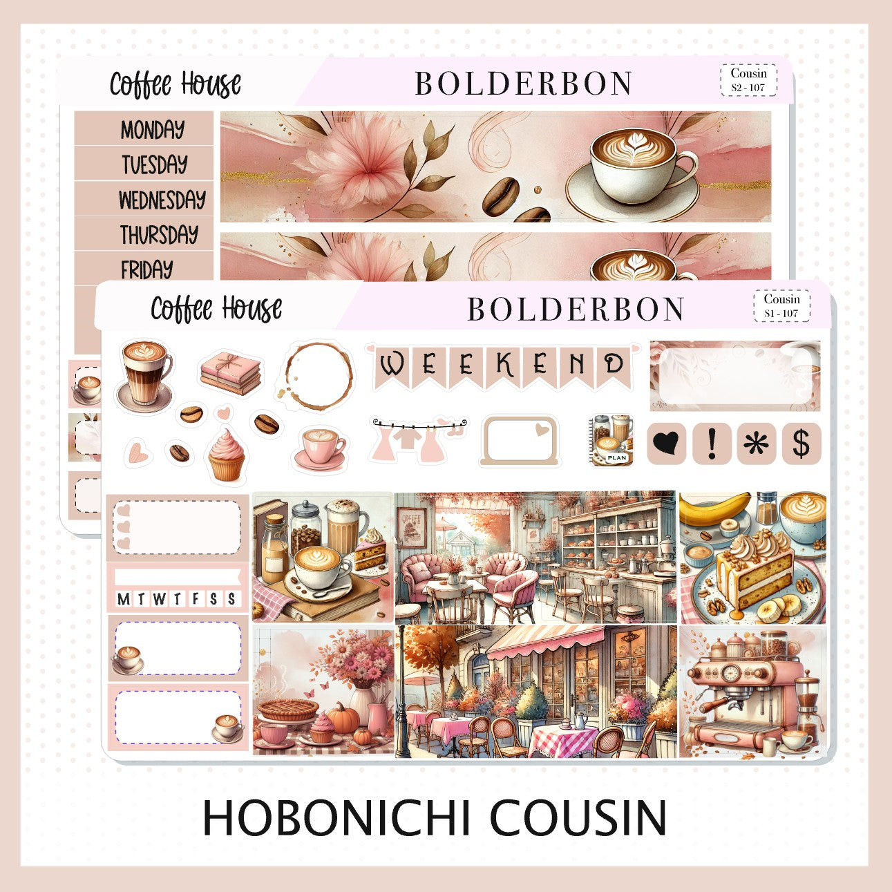 COFFEE HOUSE Hobonichi Cousin || Planner Sticker Kit