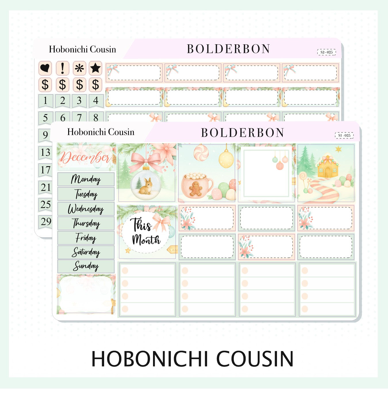 DECEMBER Hobonichi Cousin and A5 Day Free || Festive Floral Planner Stickers, Pastel Holiday Aesthetic Vibe