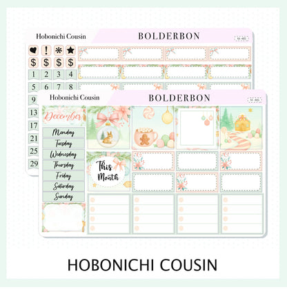 DECEMBER Hobonichi Cousin and A5 Day Free || Festive Floral Planner Stickers, Pastel Holiday Aesthetic Vibe