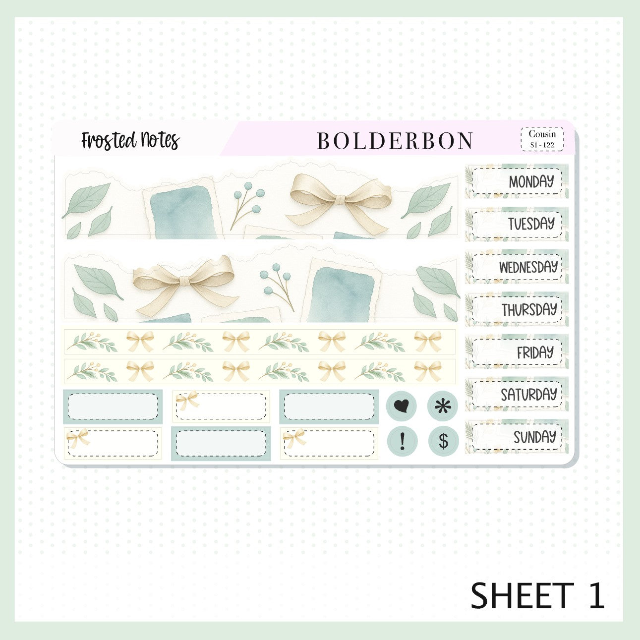 FROSTED NOTES Hobonichi Cousin || A5 Planner Sticker Kit, Winter Floral Planner Stickers, Cozy Sage & Gold Vibe