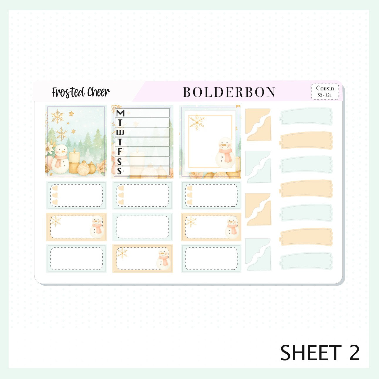FROSTED CHEER Hobonichi Cousin || A5 Planner Sticker Kit, Festive Floral Planner Stickers, Pastel Holiday Aesthetic Vibe