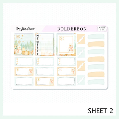 FROSTED CHEER Hobonichi Cousin || A5 Planner Sticker Kit, Festive Floral Planner Stickers, Pastel Holiday Aesthetic Vibe
