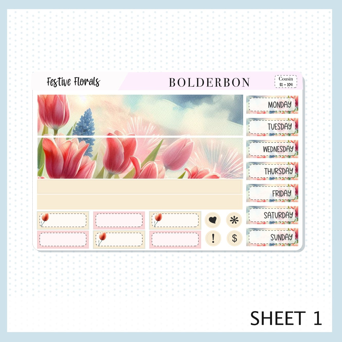 FESTIVE FLORALS Hobonichi Cousin || Planner Sticker Kit