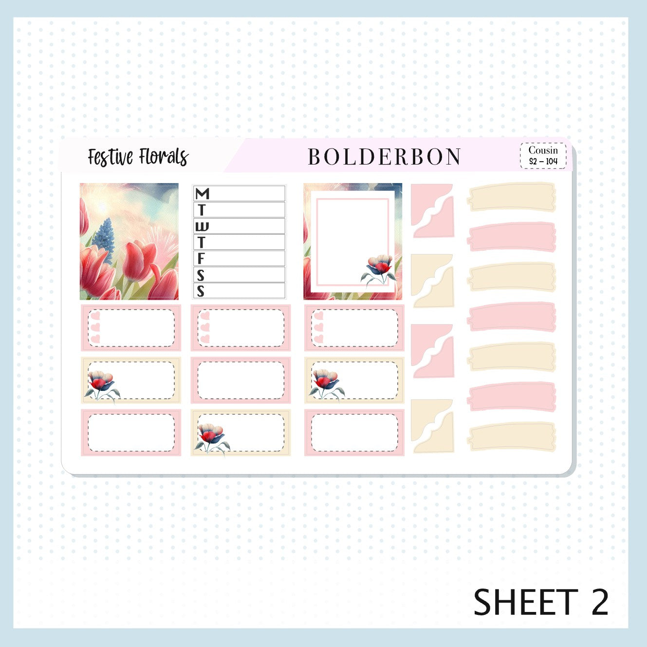 FESTIVE FLORALS Hobonichi Cousin || Planner Sticker Kit