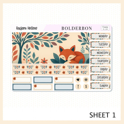 FOXFERN HOLLOW Hobonichi Cousin || A5 Planner Sticker Kit, Whimsical Woodland Forest Theme, Fall Leaves Vibe Planner Stickers