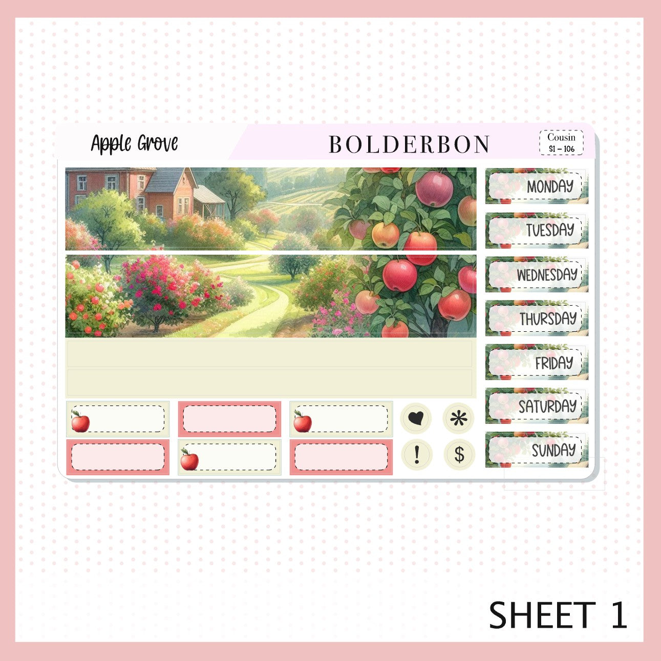 APPLE GROVE Hobonichi Cousin || Planner Sticker Kit