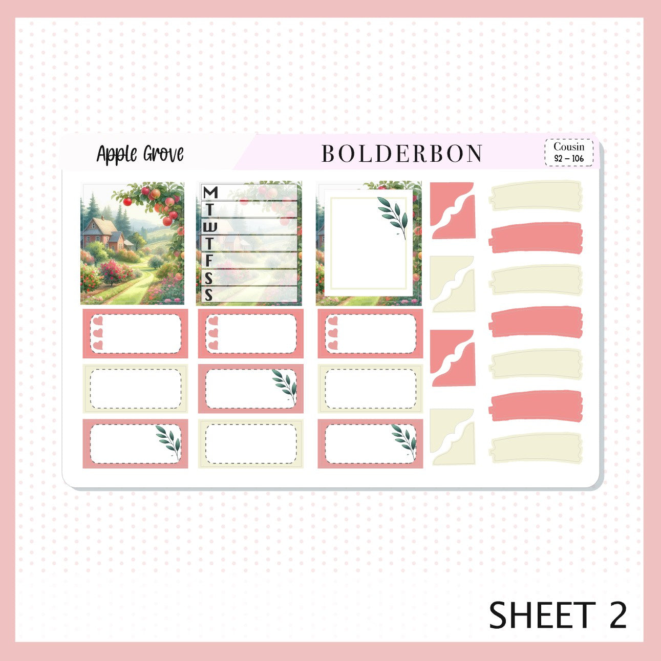 APPLE GROVE Hobonichi Cousin || Planner Sticker Kit