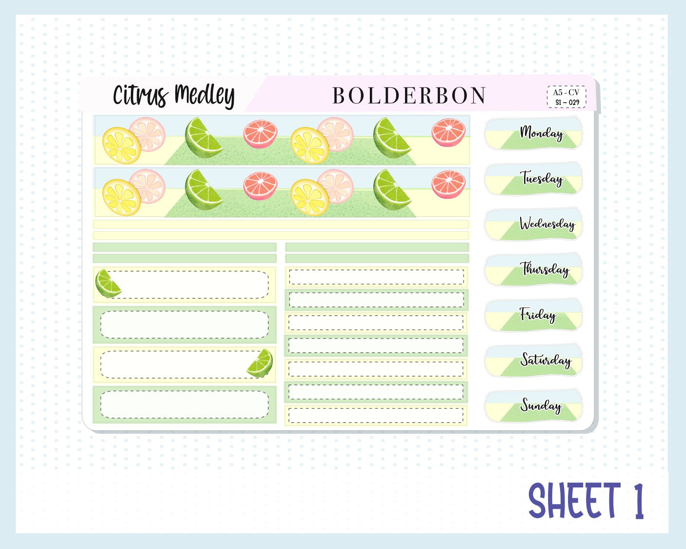 CITRUS MEDLEY || A5 Compact Vertical Planner Sticker Kit