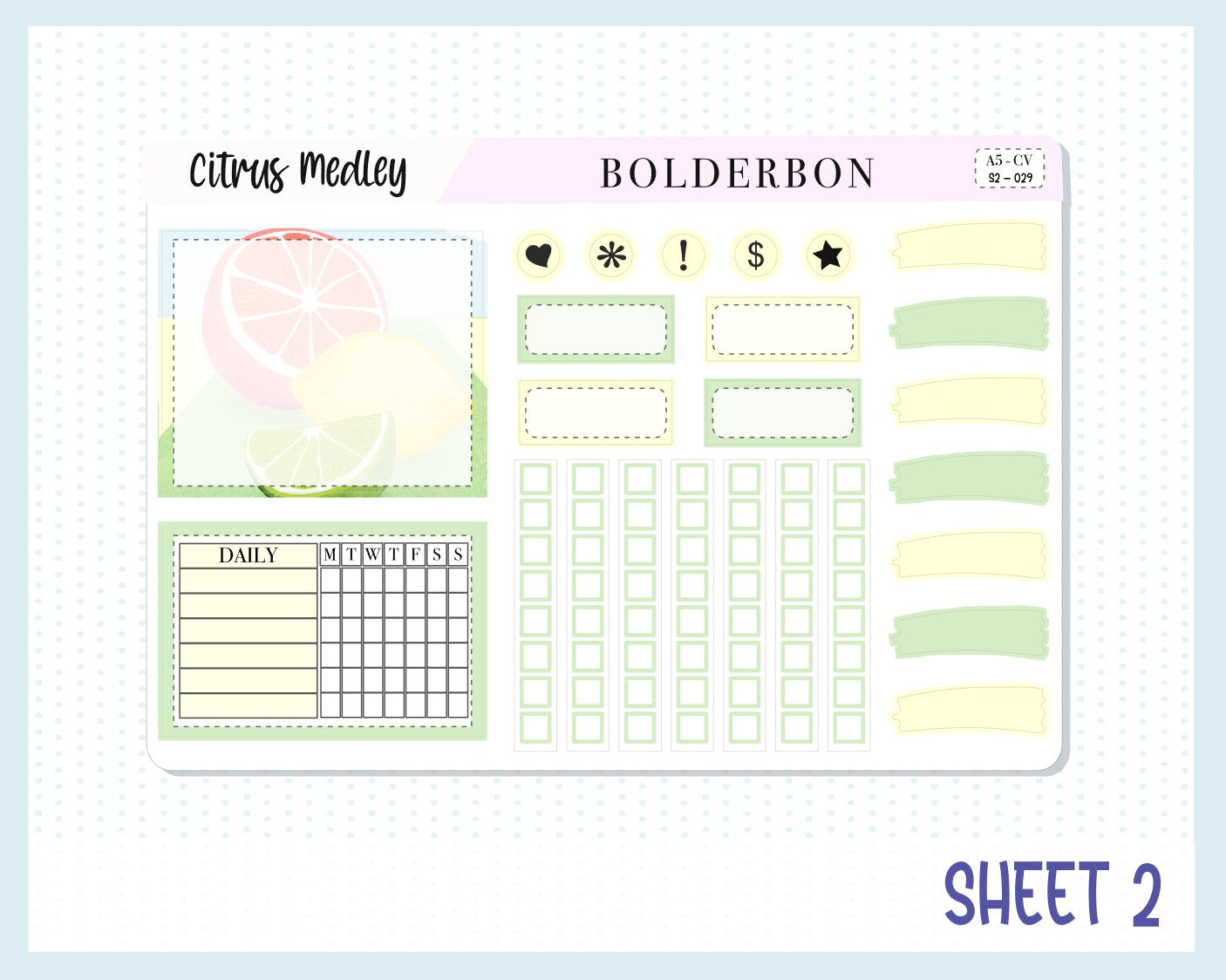 CITRUS MEDLEY || A5 Compact Vertical Planner Sticker Kit