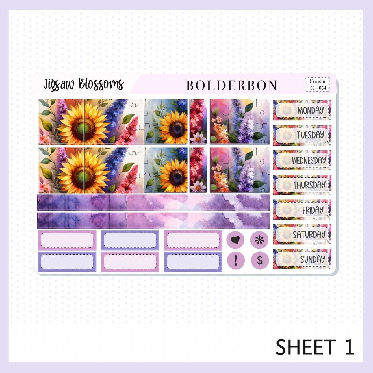 JIGSAW BLOSSOMS Hobonichi Cousin || Planner Sticker Kit