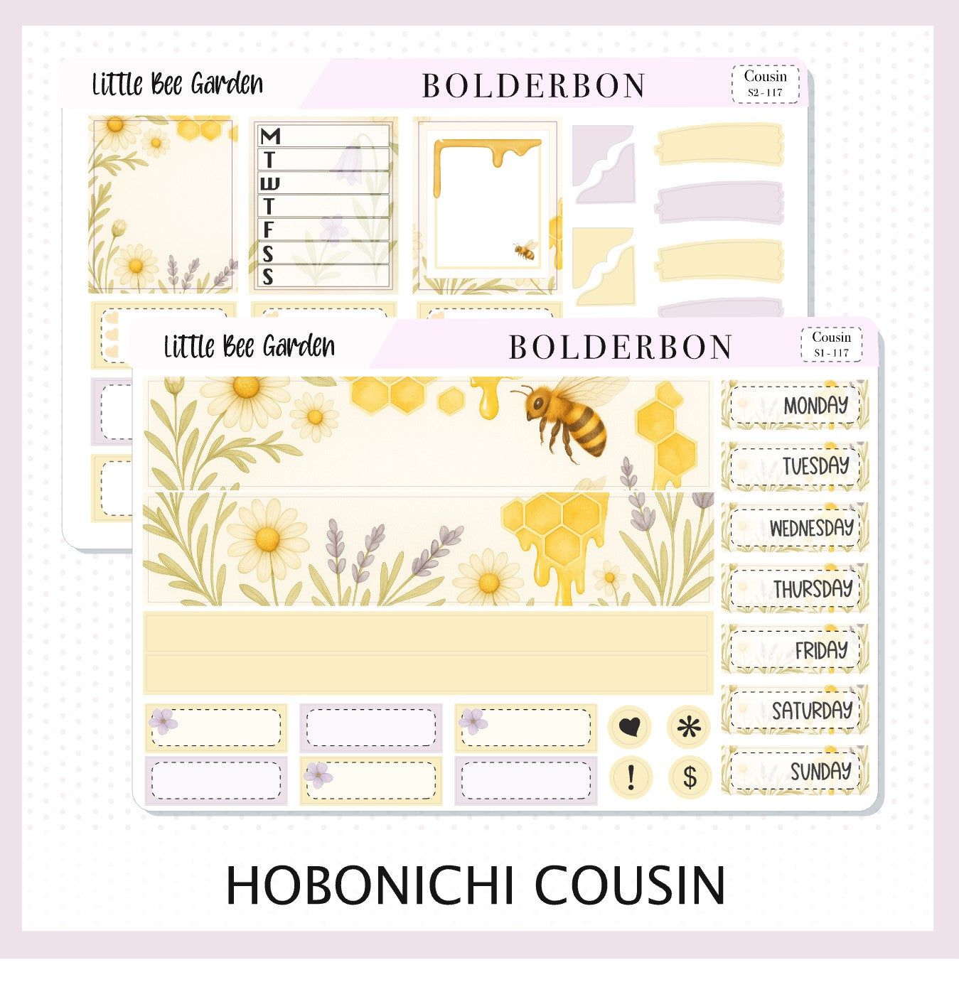 LITTLE BEE GARDEN Hobonichi Cousin || A5 Planner Sticker Kit, Aesthetic Bees, Florals & Cozy Farmhouse Vibe, Weekly Planner Stickers
