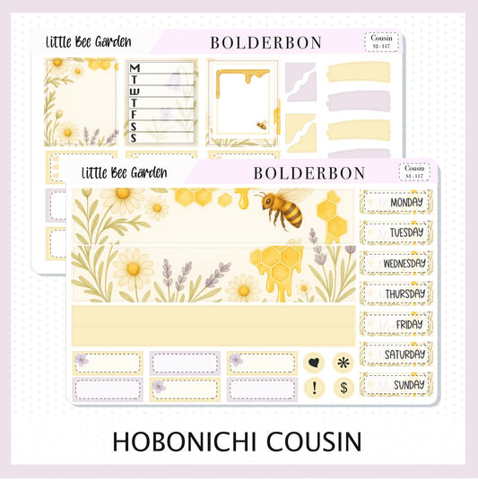 LITTLE BEE GARDEN Hobonichi Cousin || A5 Planner Sticker Kit, Aesthetic Bees, Florals & Cozy Farmhouse Vibe, Weekly Planner Stickers