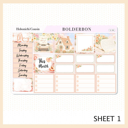 MAY Hobonichi Cousin and A5 Day Free|| Peach Blossom, Monthly Planner Sticker Kit
