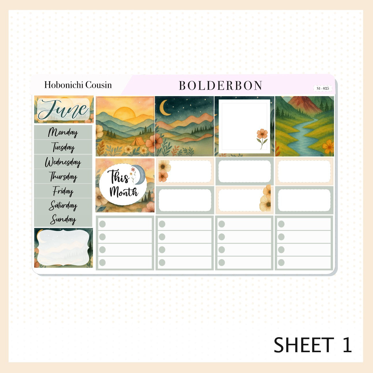 JUNE Hobonichi Cousin and A5 Day Free || Monthly Planner Sticker Kit