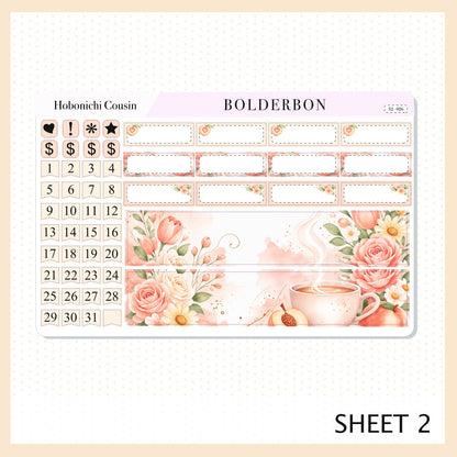 MAY Hobonichi Cousin and A5 Day Free|| Peach Blossom, Monthly Planner Sticker Kit