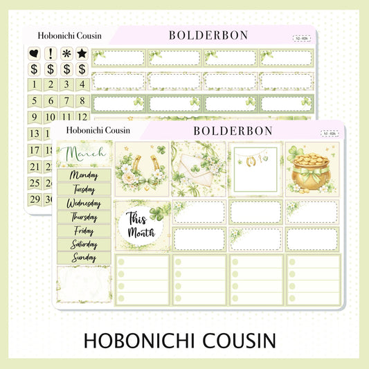 MARCH Hobonichi Cousin and A5 Day Free || Lucky Chapter, Monthly Planner Sticker Kit