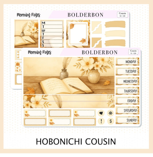 MORNING PAGES Hobonichi Cousin || A5 Planner Sticker Kit, Cozy Fall Floral Planner Stickers, Autumn Aesthetic Vibe