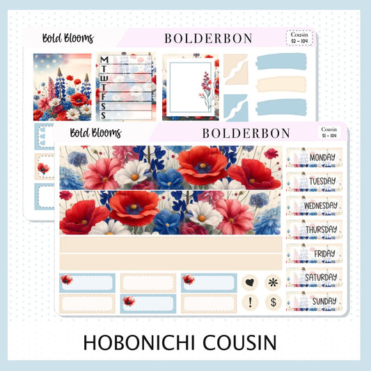 BOLD BLOOMS Hobonichi Cousin || Planner Sticker Kit