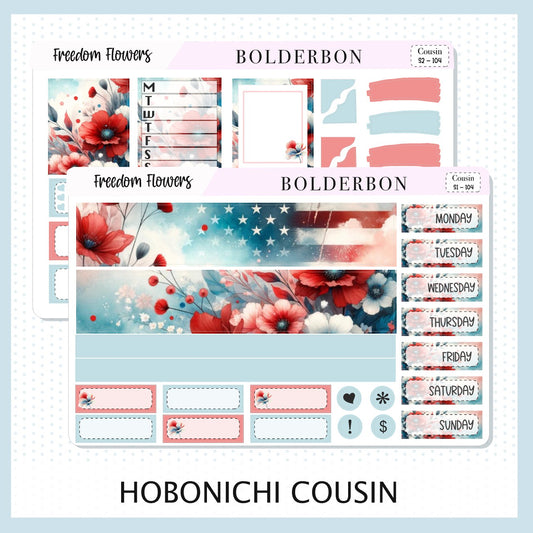 FREEDOM FLOWERS Hobonichi Cousin || Planner Sticker Kit