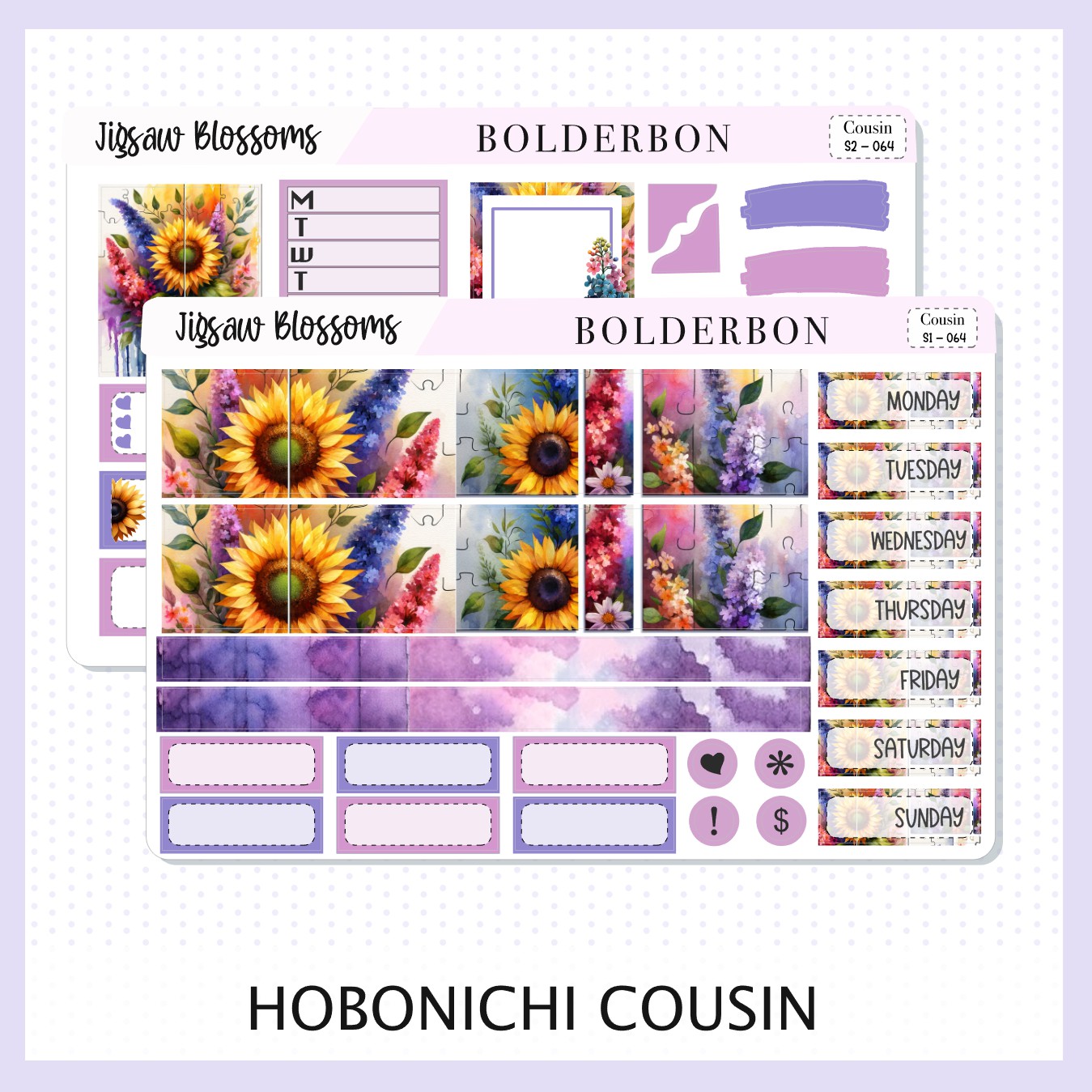 JIGSAW BLOSSOMS Hobonichi Cousin || Planner Sticker Kit