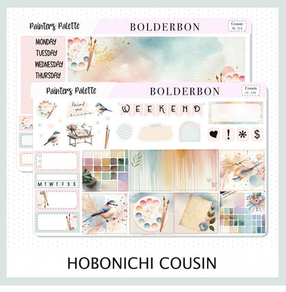 PAINTER'S PALETTE Hobonichi Cousin || A5 Planner Sticker Kit, Watercolor Art Pastel Weekly Planner Stickers