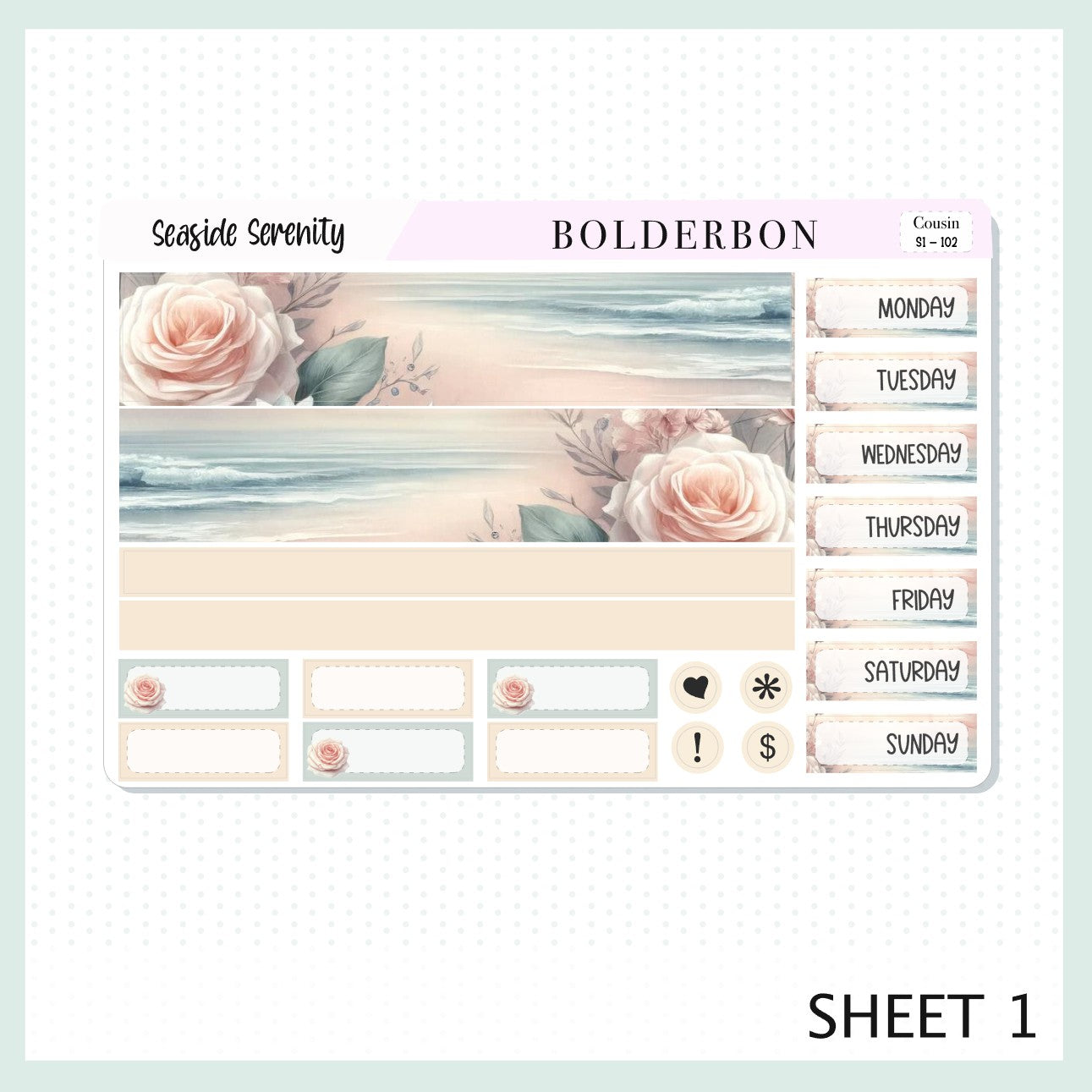 SEASIDE SERENITY Hobonichi Cousin || Planner Sticker Kit