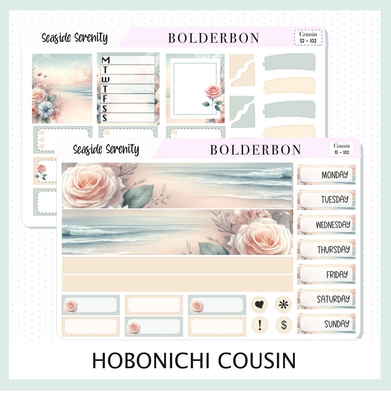 SEASIDE SERENITY Hobonichi Cousin || Planner Sticker Kit