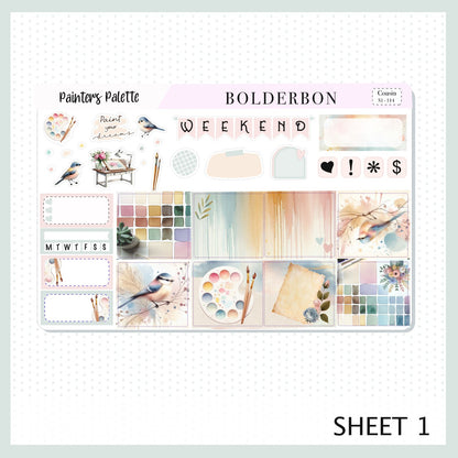 PAINTER'S PALETTE Hobonichi Cousin || A5 Planner Sticker Kit, Watercolor Art Pastel Weekly Planner Stickers