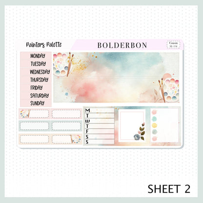 PAINTER'S PALETTE Hobonichi Cousin || A5 Planner Sticker Kit, Watercolor Art Pastel Weekly Planner Stickers