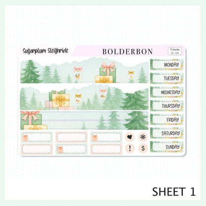 SUGARPLUM SLEIGHRIDE Hobonichi Cousin || A5 Planner Sticker Kit, Festive Floral Planner Stickers, Pastel Holiday Aesthetic Vibe