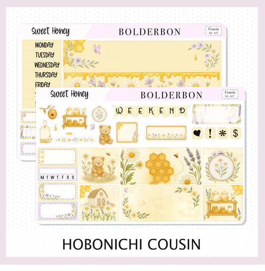 SWEET HONEY Hobonichi Cousin || A5 Planner Sticker Kit, Aesthetic Bees, Florals & Cozy Farmhouse Vibe, Weekly Planner Stickers