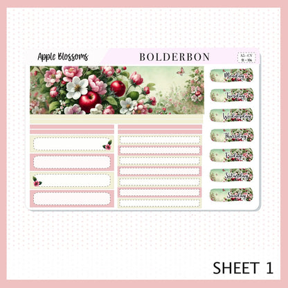 APPLE BLOSSOMS "Compact Vertical" || A5 Planner Sticker Kit