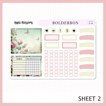 APPLE BLOSSOMS "Compact Vertical" || A5 Planner Sticker Kit