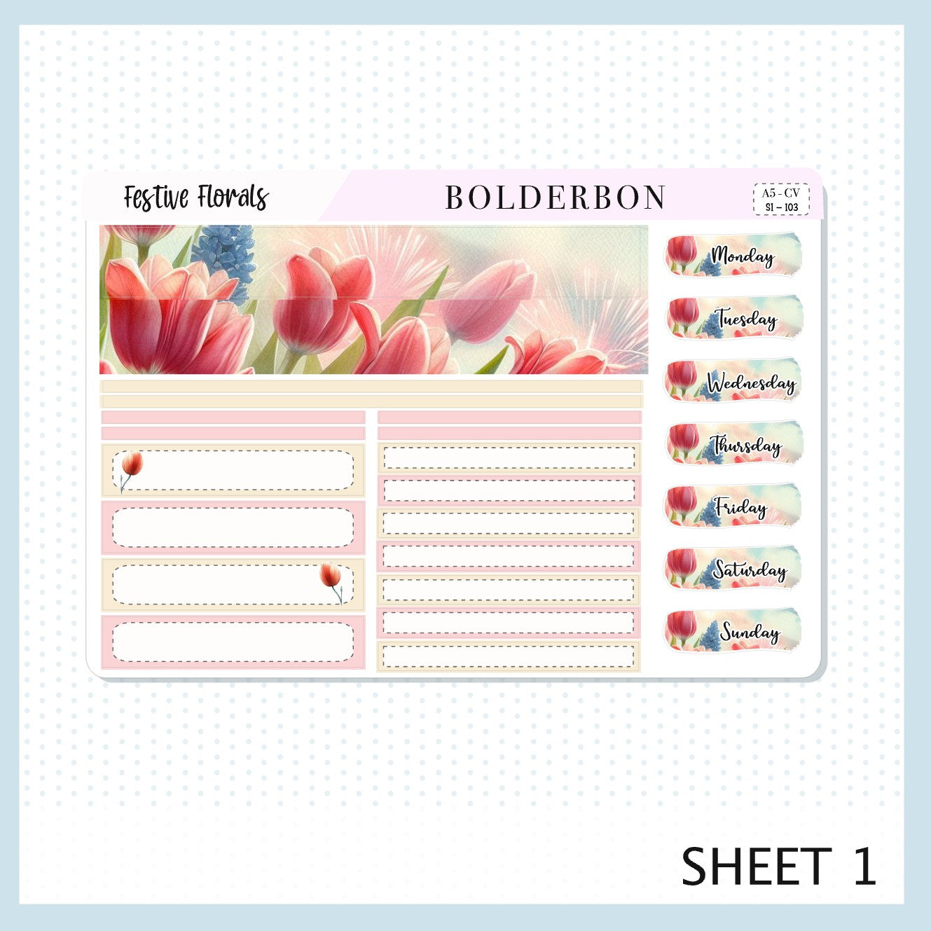 FESTIVE FLORALS "Compact Vertical" || A5 Planner Sticker Kit