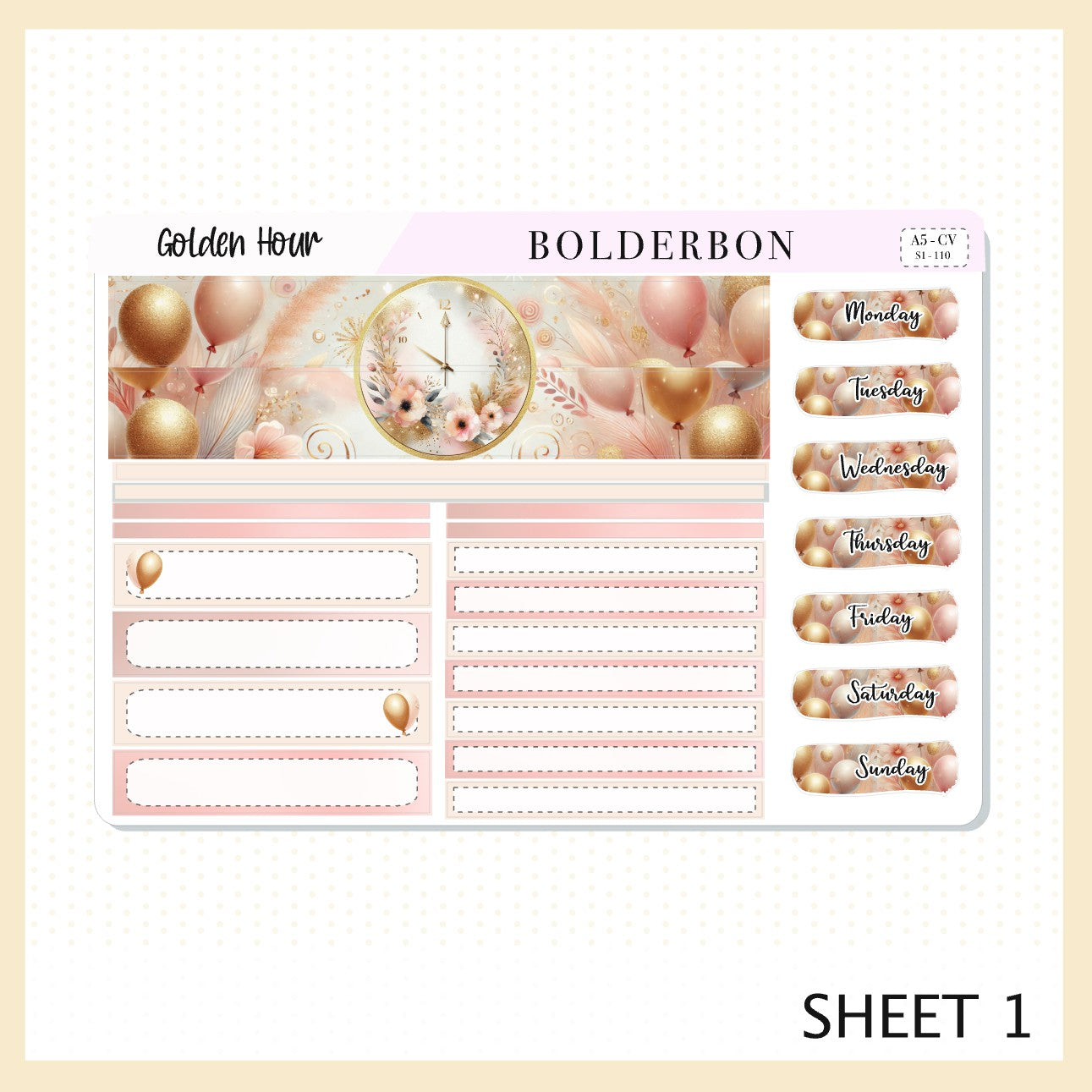 GOLDEN HOUR "A5 Compact Vertical" || Planner Sticker Kit
