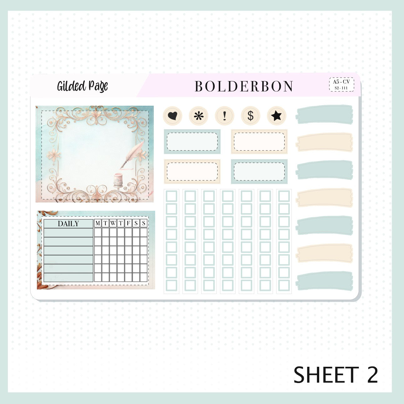 GILDED PAGE "A5 Compact Vertical" || Planner Sticker Kit