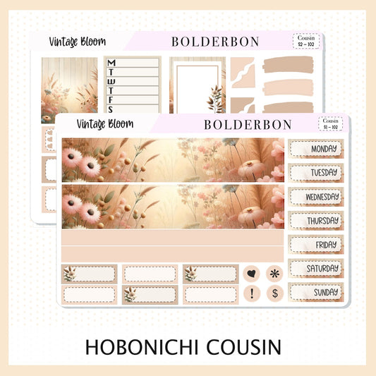 VINTAGE BLOOM Hobonichi Cousin || Planner Sticker Kit
