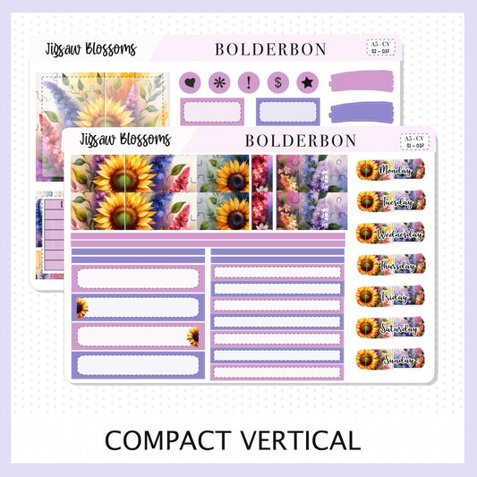 JIGSAW BLOSSOMS "Compact Vertical" || A5 Planner Sticker Kit