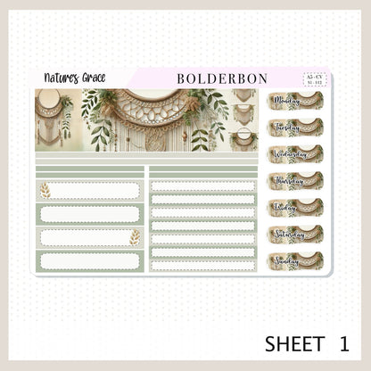 NATURE'S GRACE "A5 Compact Vertical" || Planner Sticker Kit