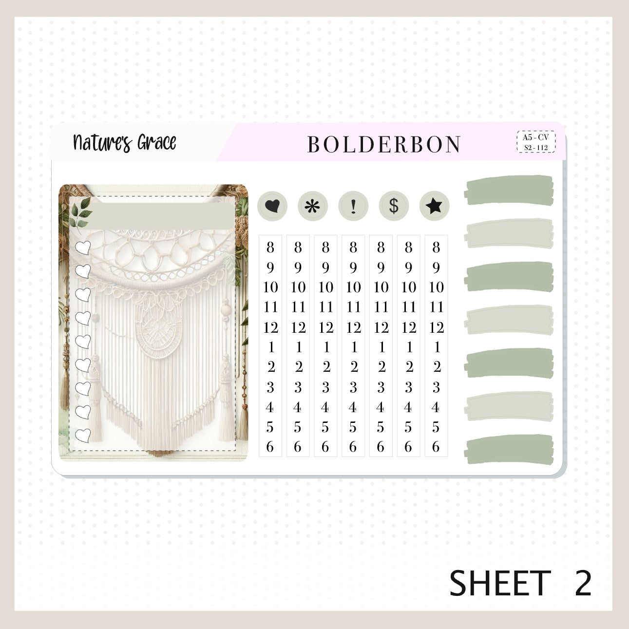 NATURE'S GRACE "A5 Compact Vertical" || Planner Sticker Kit