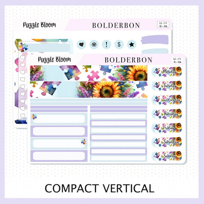 PUZZLE BLOOM "Compact Vertical" || A5 Planner Sticker Kit