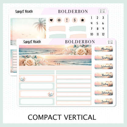 SUNSET BEACH "Compact Vertical" || A5 Planner Sticker Kit