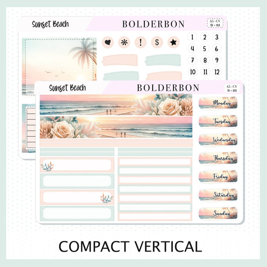 SUNSET BEACH "Compact Vertical" || A5 Planner Sticker Kit