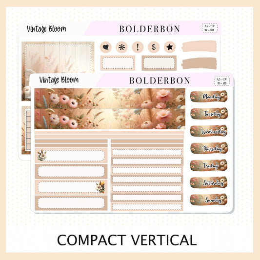 VINTAGE BLOOM "Compact Vertical" || A5 Planner Sticker Kit
