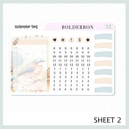 WATERCOLOR SONG "A5 Compact Vertical" || Planner Sticker Kit