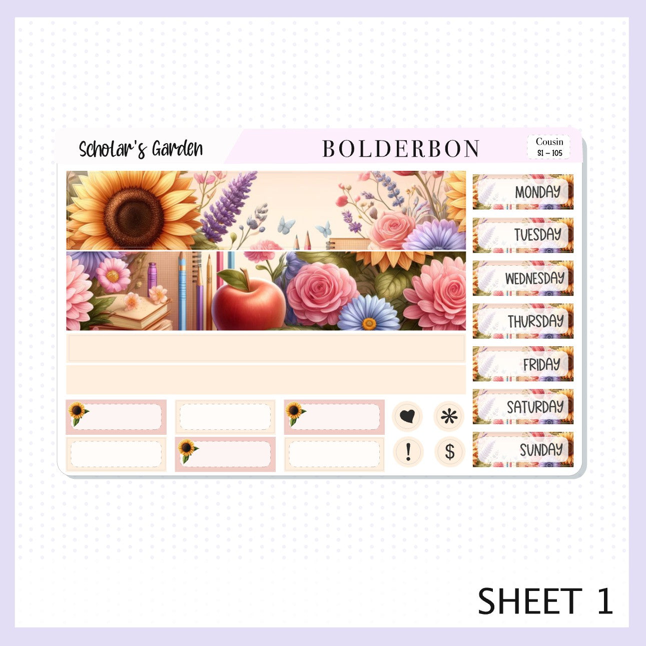 SCHOLAR'S GARDEN Hobonichi Cousin || Planner Sticker Kit