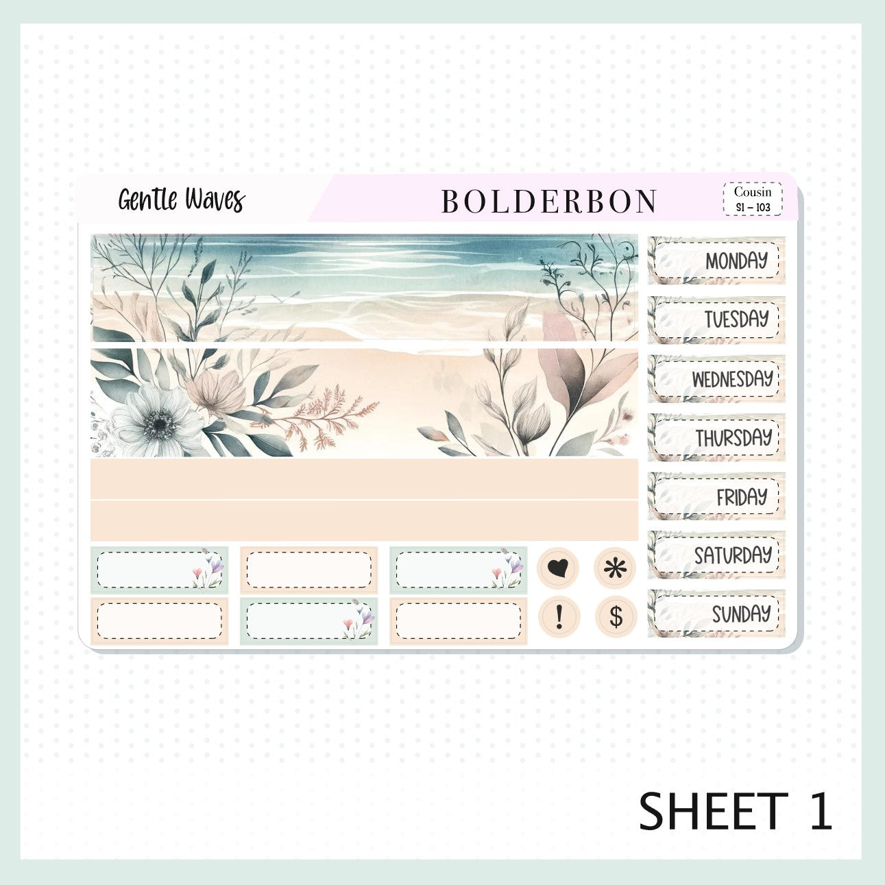 GENTLE WAVES Hobonichi Cousin || Planner Sticker Kit
